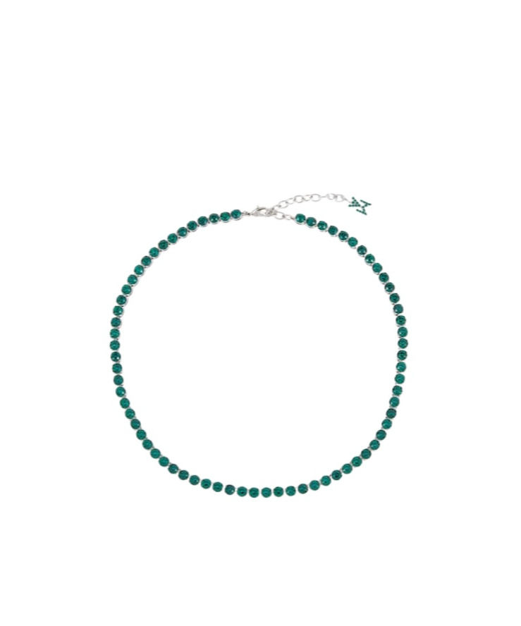 Amina Muaddi Crystal Necklace In Green