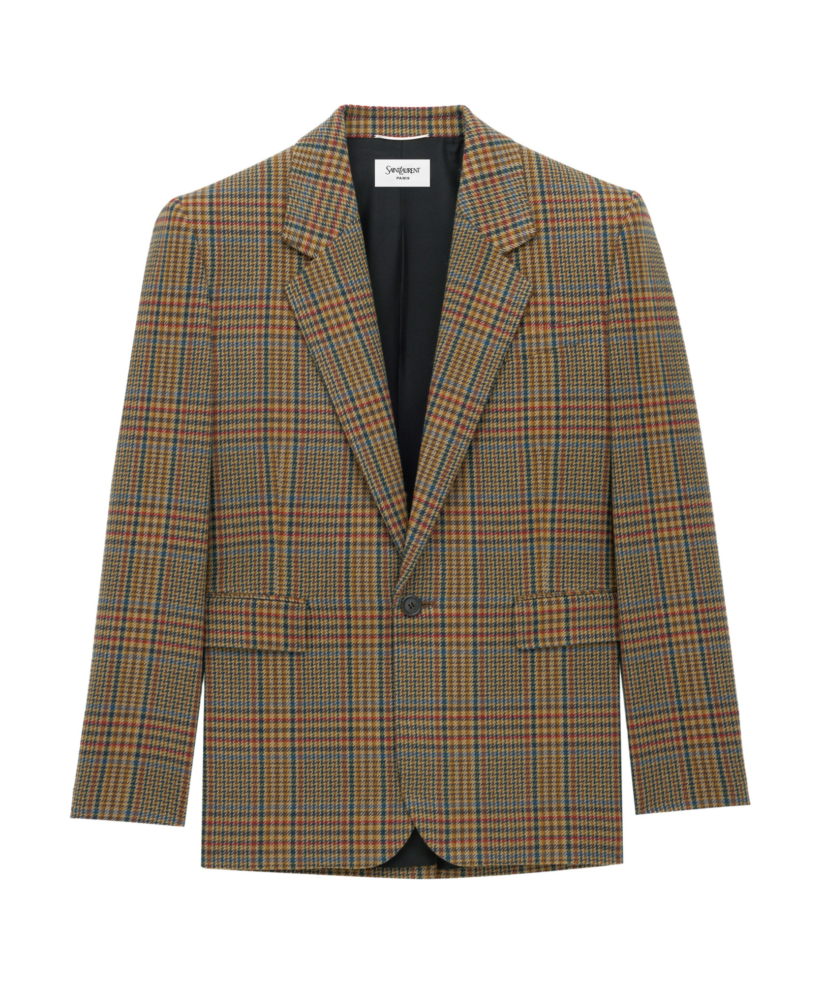 Saint Laurent Jacket In Prince Of Wales Wool In Multi