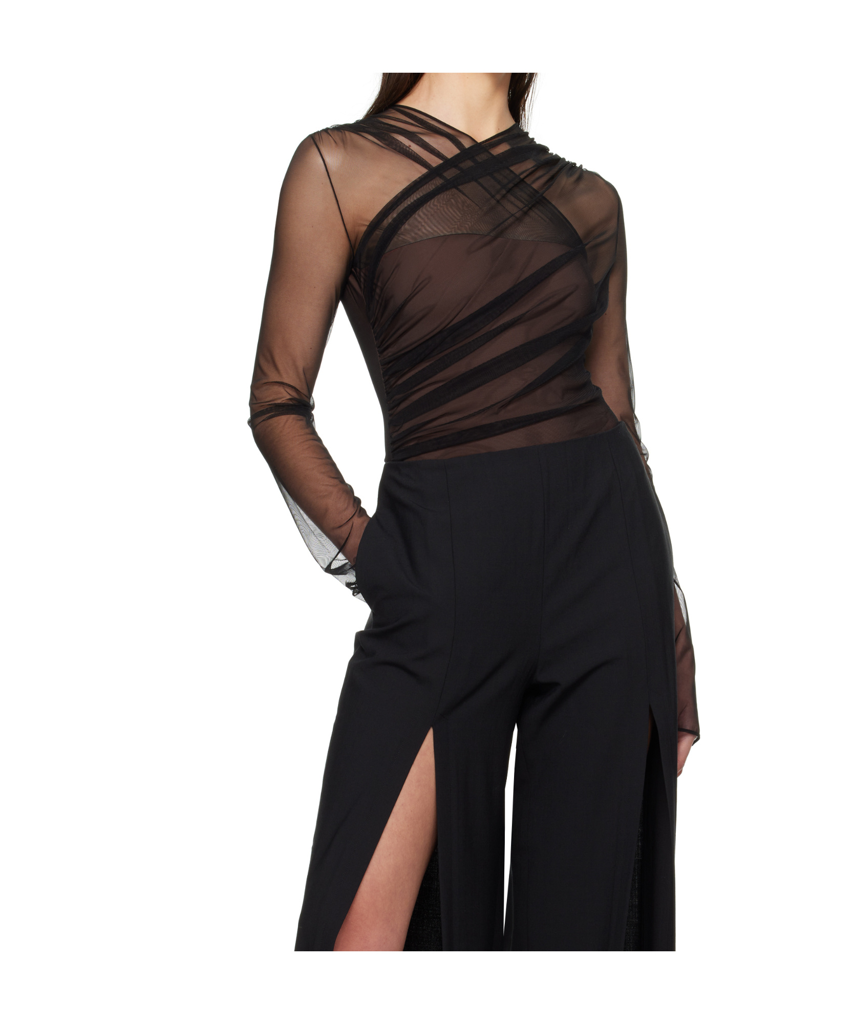 Nensi Dojaka Mesh Bodysuit In Brown