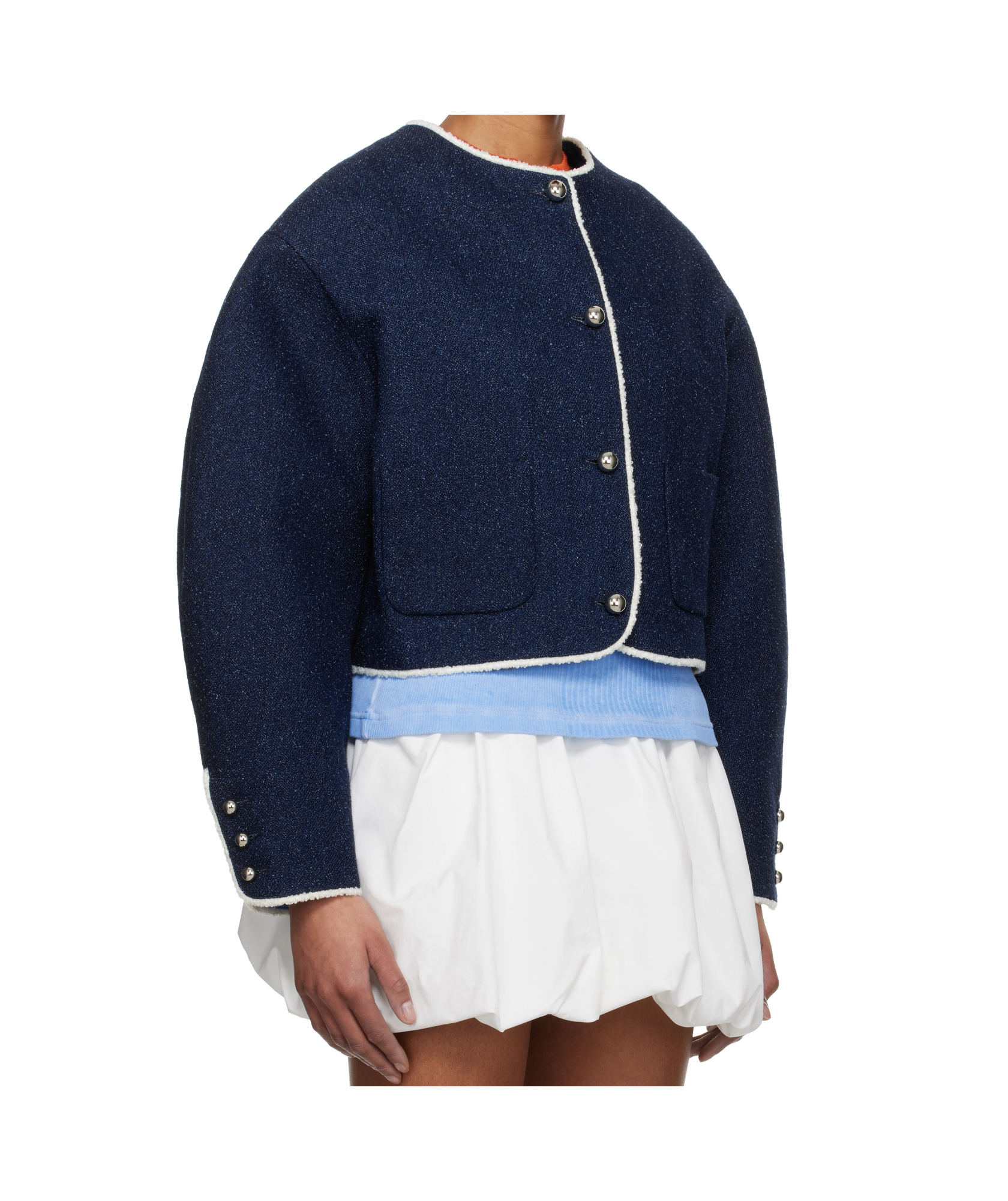 Msgm Blue Patch Pocket Denim Jacket In Black