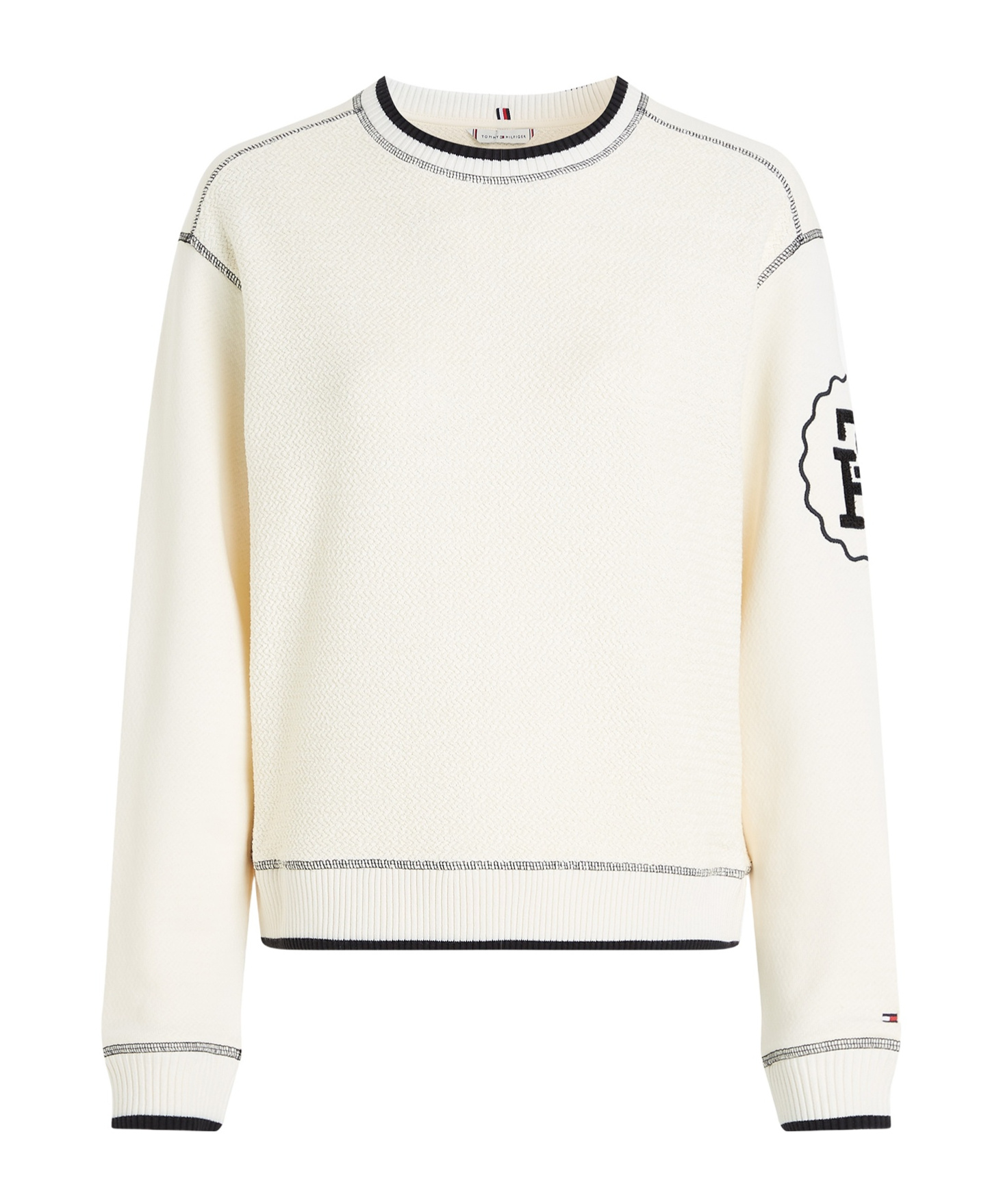 TOMMY HILFIGER CONTRAST-STITCHING SWEATSHIRT