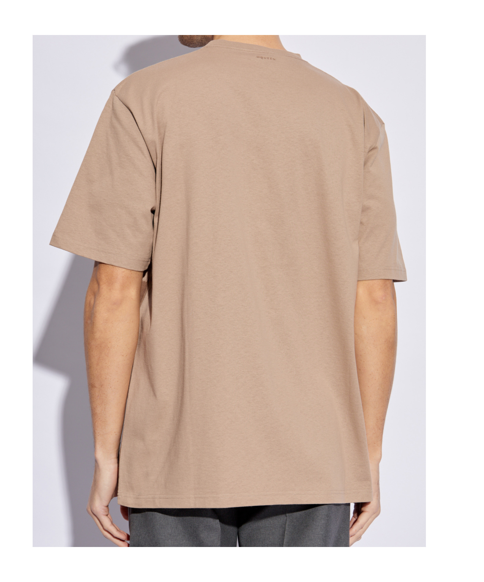 Alexander Mcqueen Men's Large Skull-print T-shirt In Nude