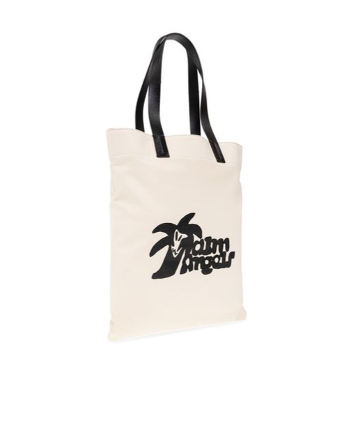 Palm Angels Logo Printed Tote Bag In White