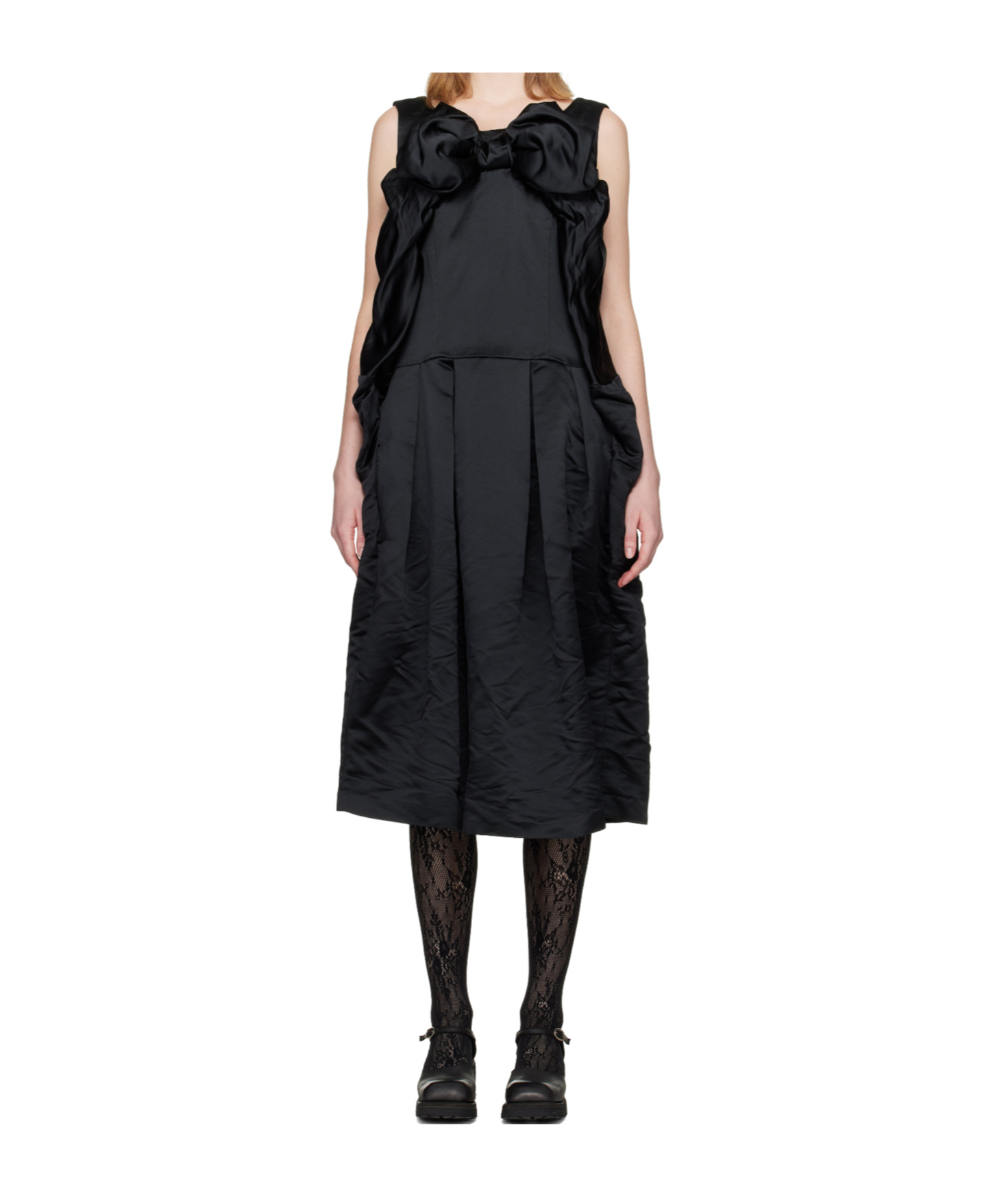 Comme Des Garçons Bow Midi Dress In Black