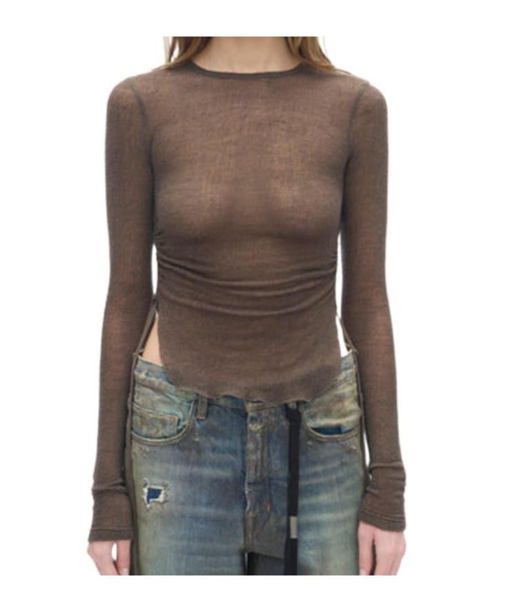 Ann Demeulemeester Oke Long Sleeve Crop Top In Green