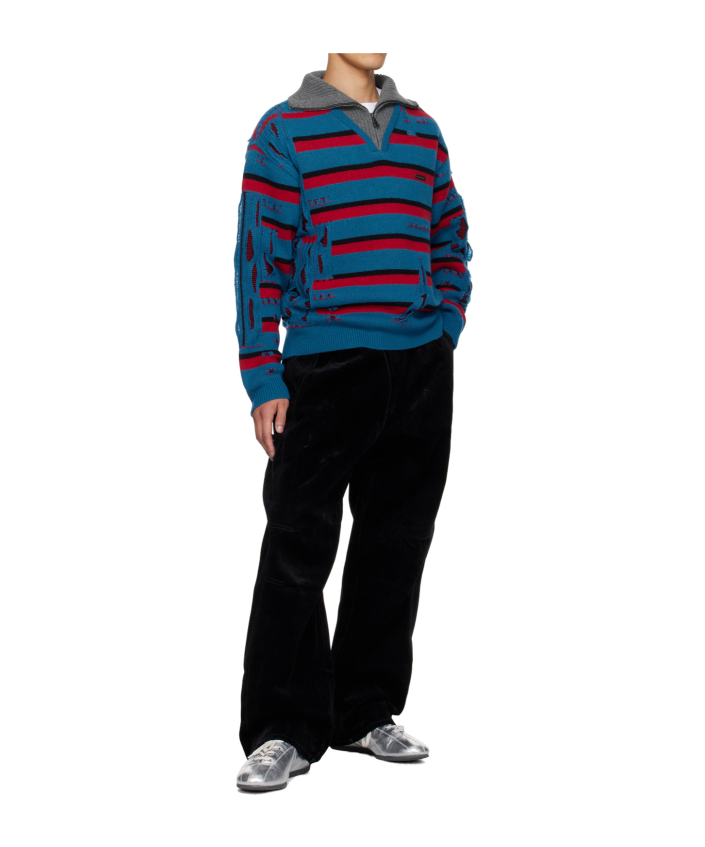 Andersson Bell Striped Jacquard Half-zip Sweater In Multi