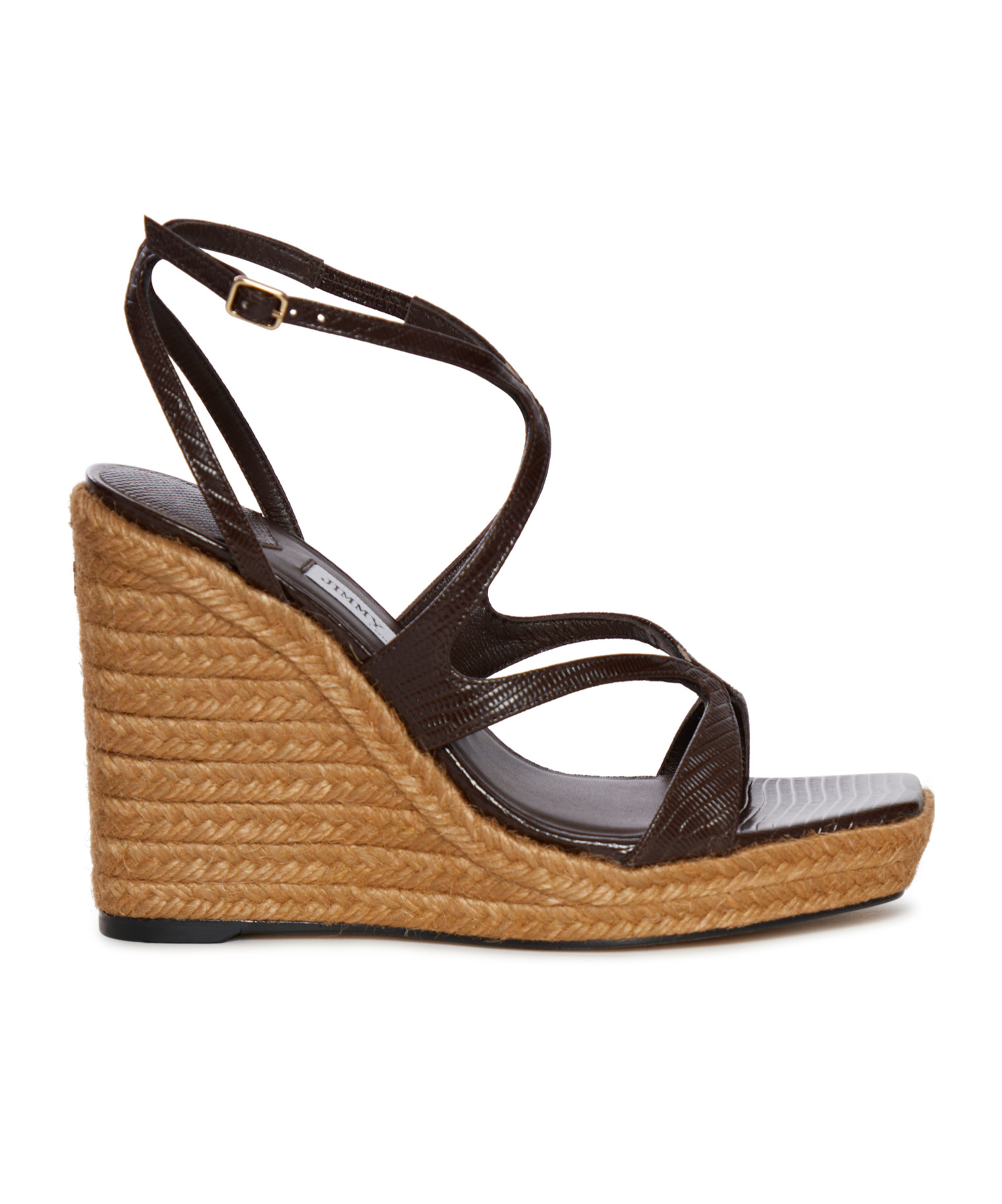 JIMMY CHOO SQUARE-HEADED WEDGE SANDALS