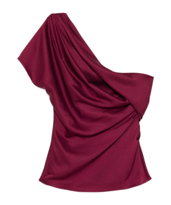 Simkhai Women's Phoebe Draped Satin Top In Cranberry In Purple