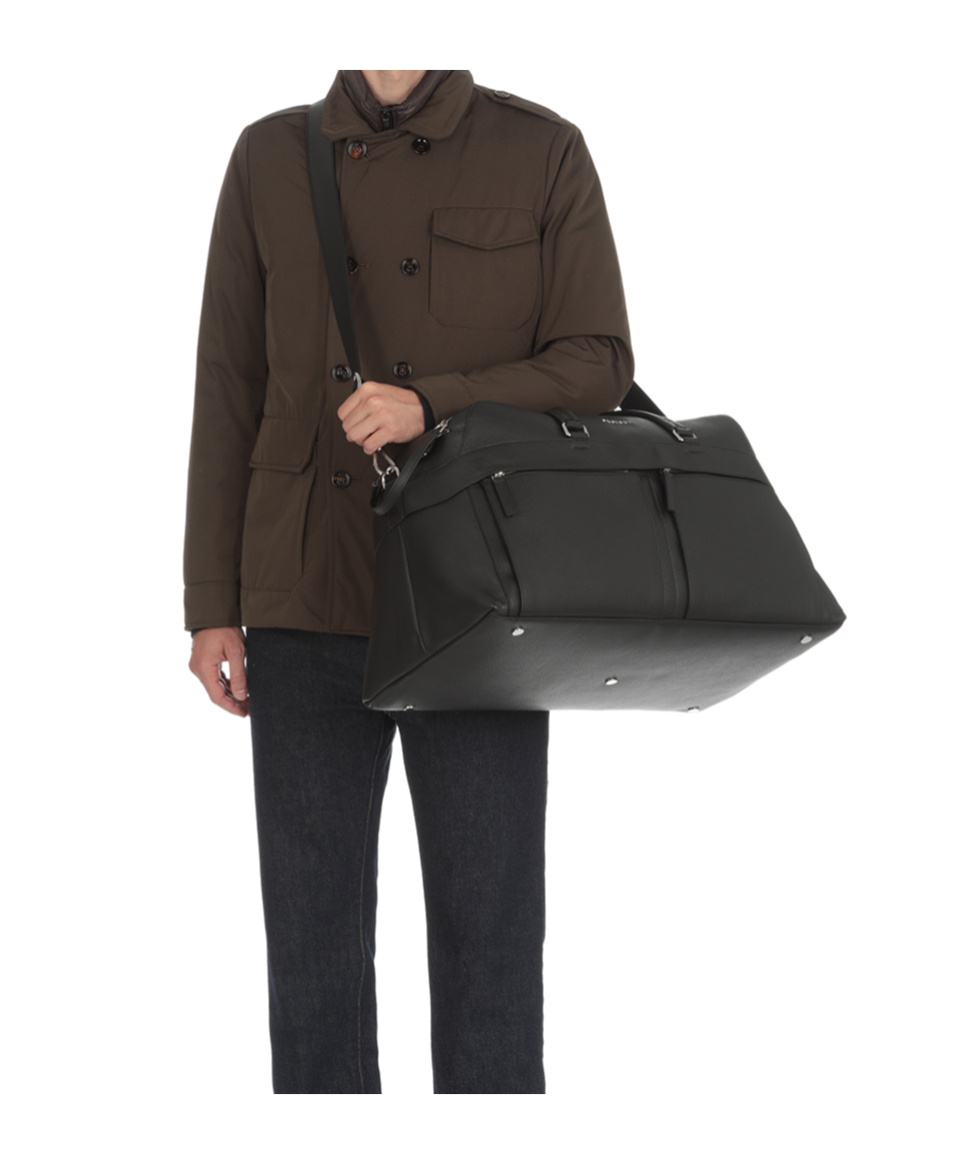 Orciani Borsone Micron In Pelle Tracolla In Black