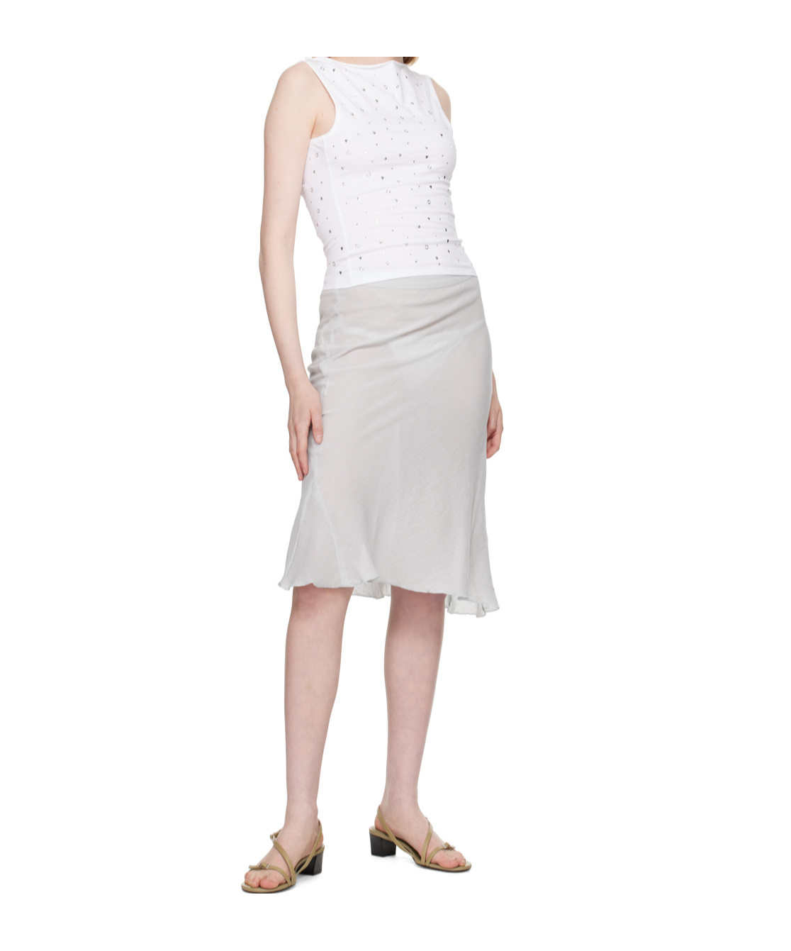 Gimaguas Gray Cala Midi Skirt In White