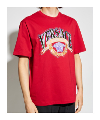 Versace Sequin-embellished Crew-neck T-shirt In Red