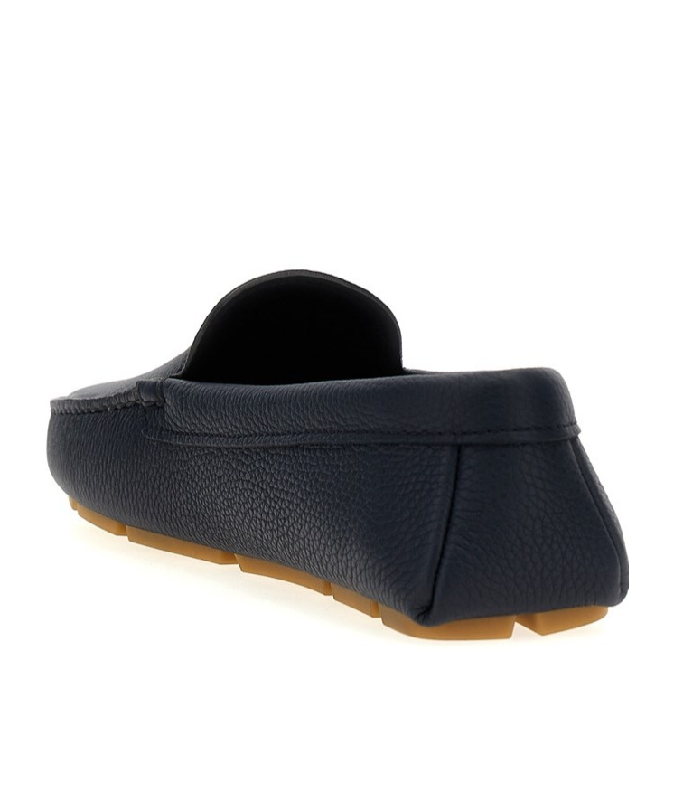 Prada Loafers With Moc Toe And Penny Strap In Blue