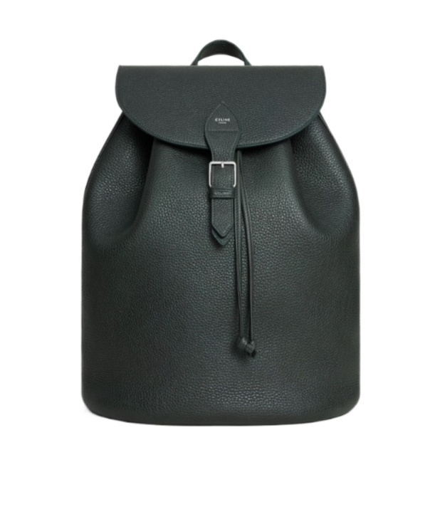 Celine Large Backpack Folco In Grained Calfskin In Black