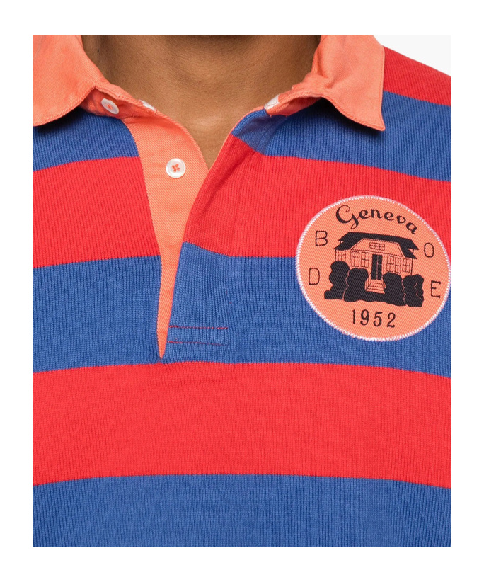 Bode Striped Cotton Polo Shirt In Red