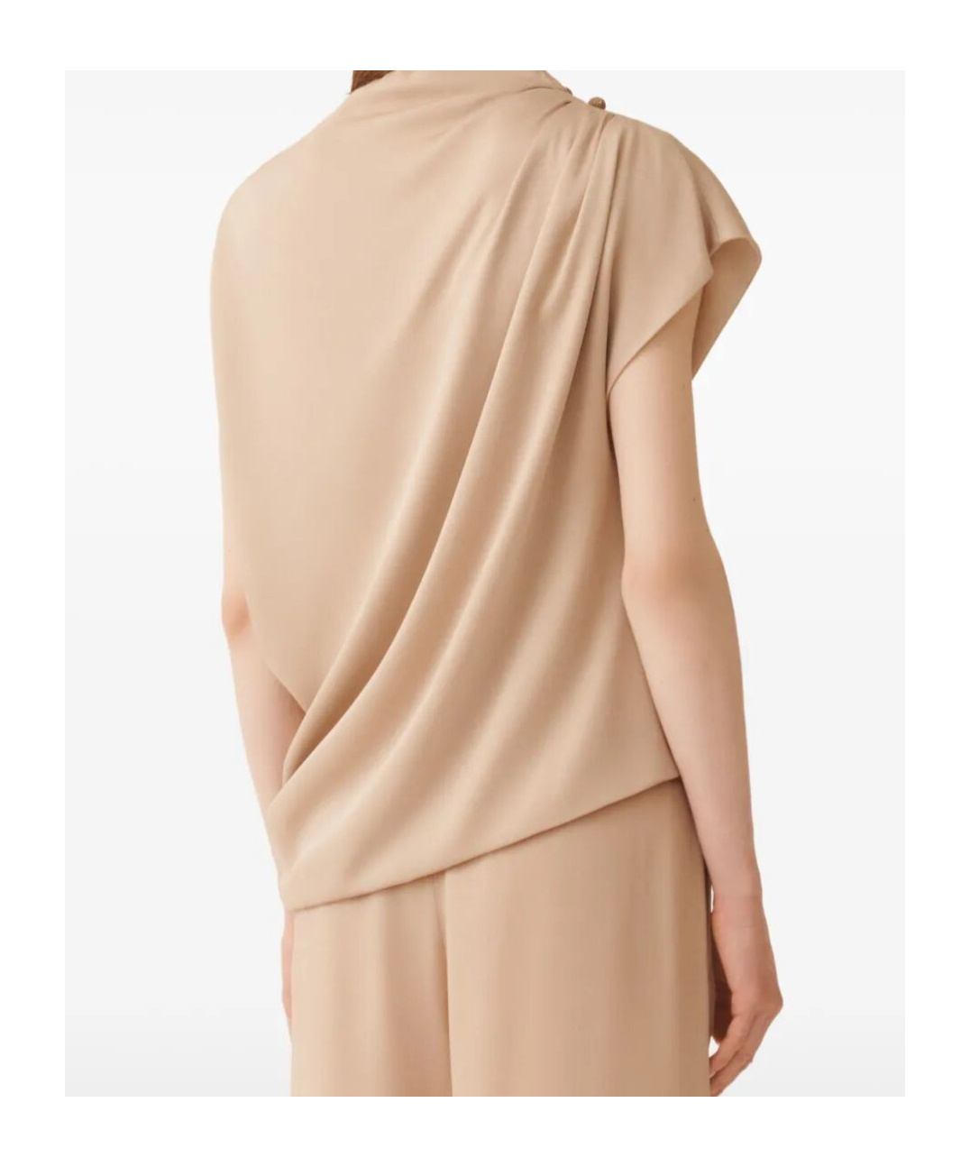 Fabiana Filippi Draped Mock-neck Enver Satin Top In Gold