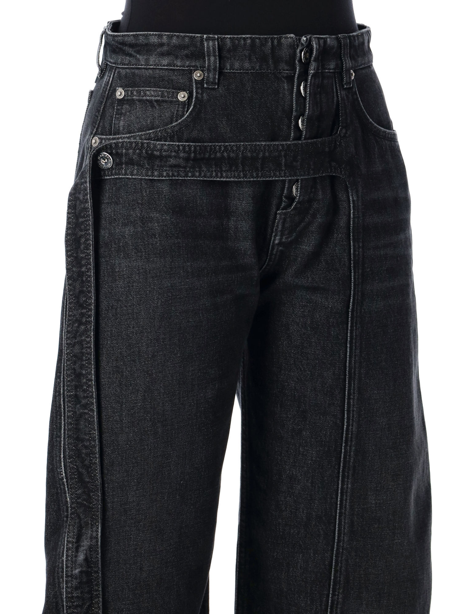 Jean Paul Gaultier High Rise Wide Leg Trousers With Belt Loops In Black