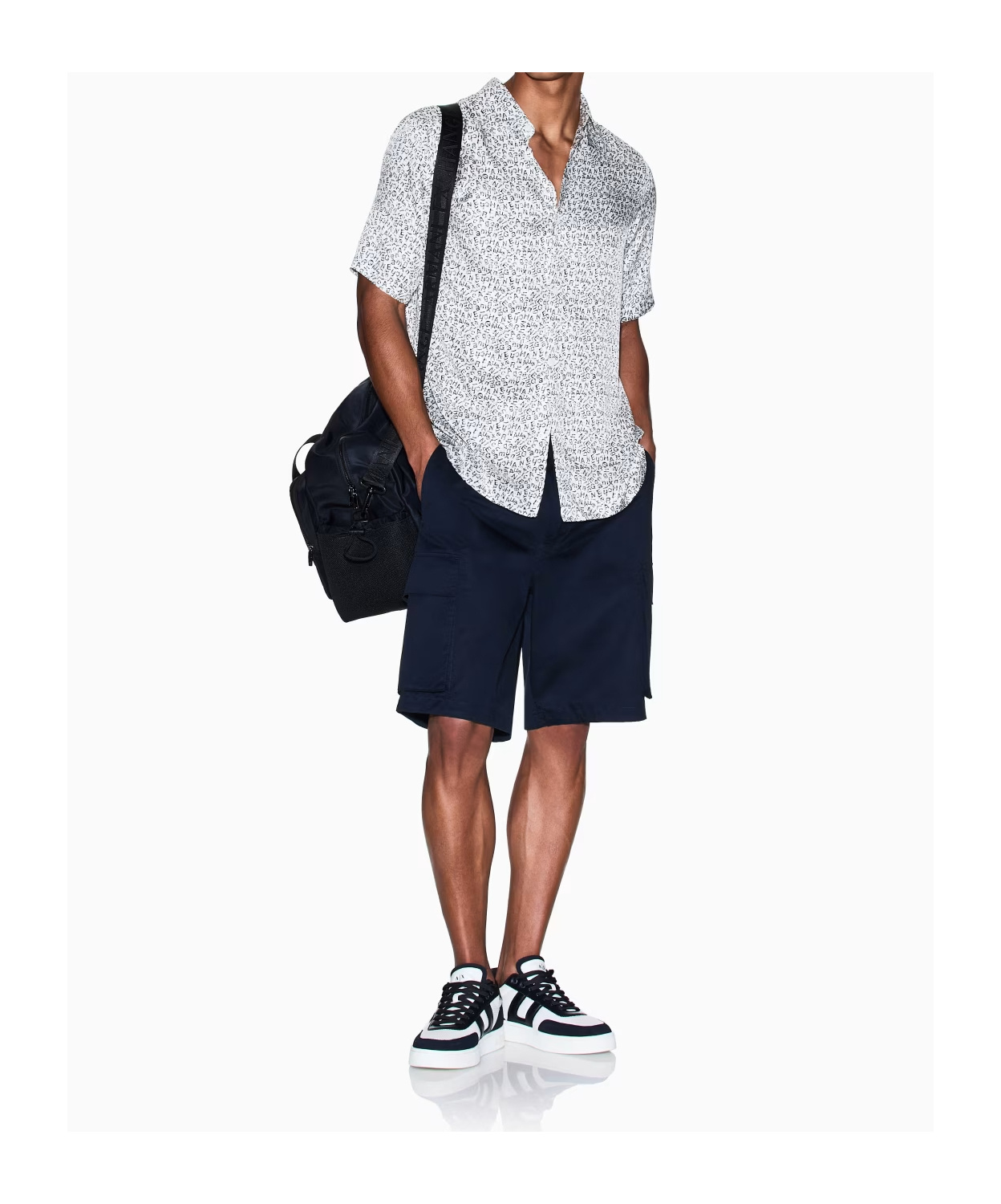 Armani Exchange Twill Cargo Bermuda Shorts In Blue