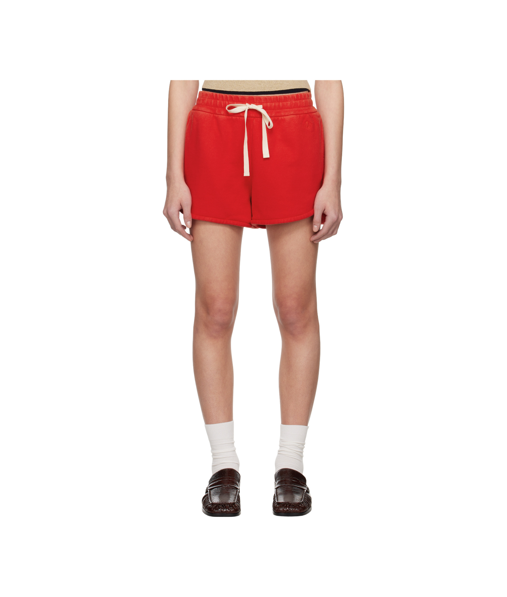 Jil Sander Red Cotton Terry Shorts