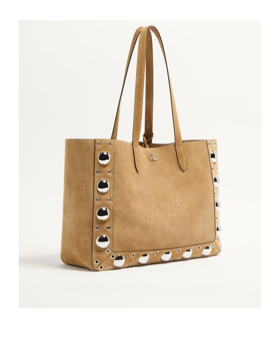 Valentino Logo Tote Bag In Nude