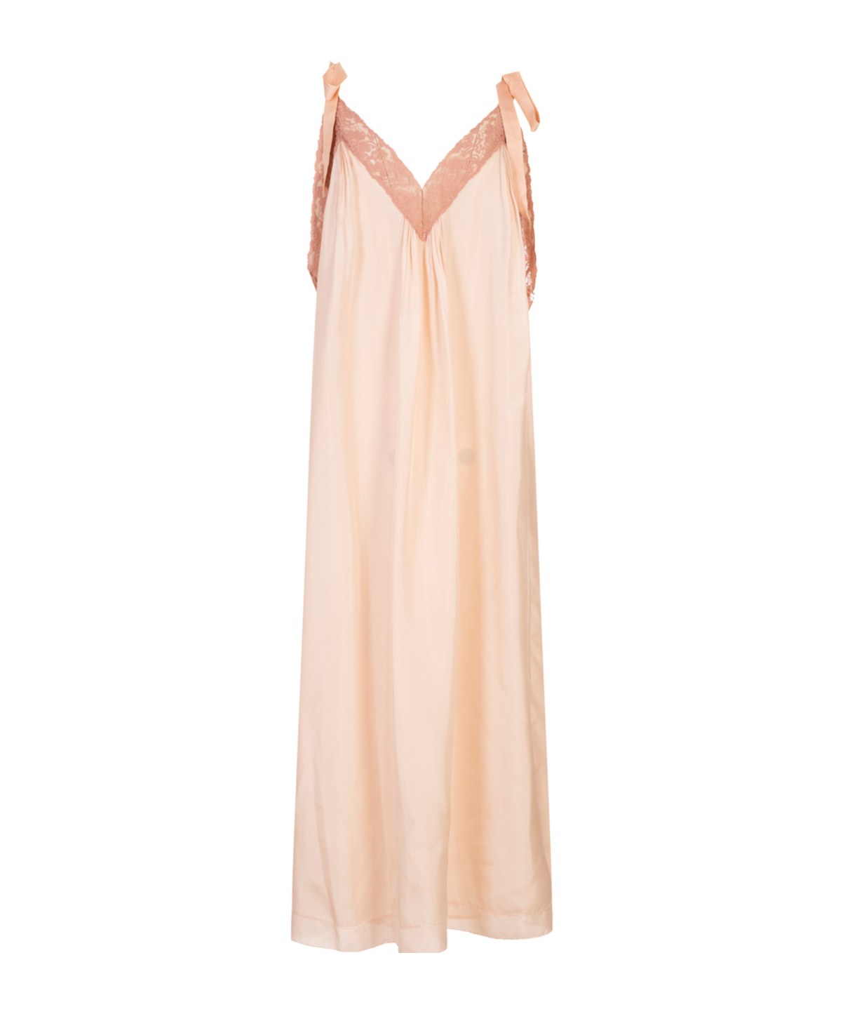 Chloé Long Lace-trim Silk Slip Dress In Pink