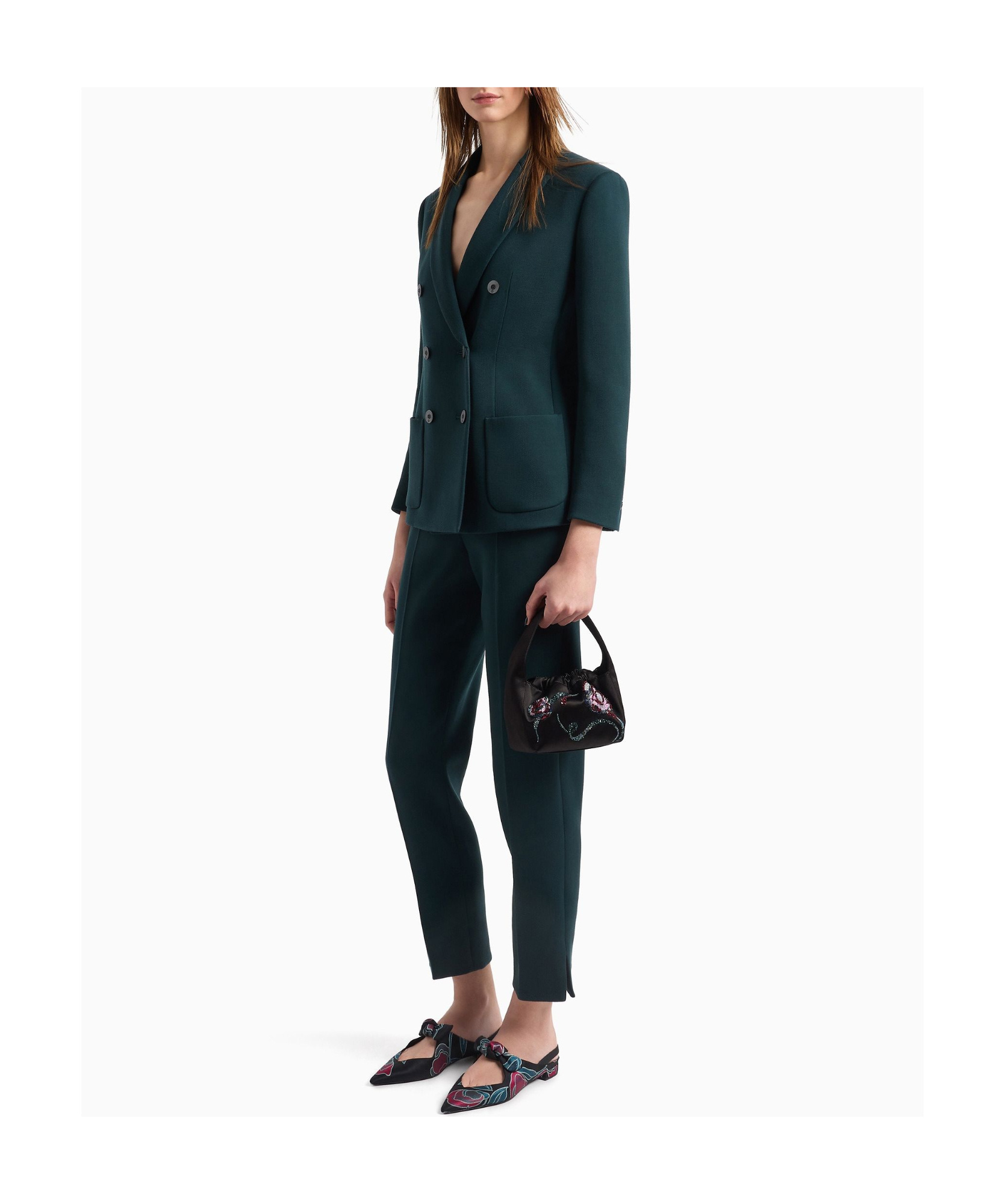 Giorgio Armani Wool Straight Pants In Black