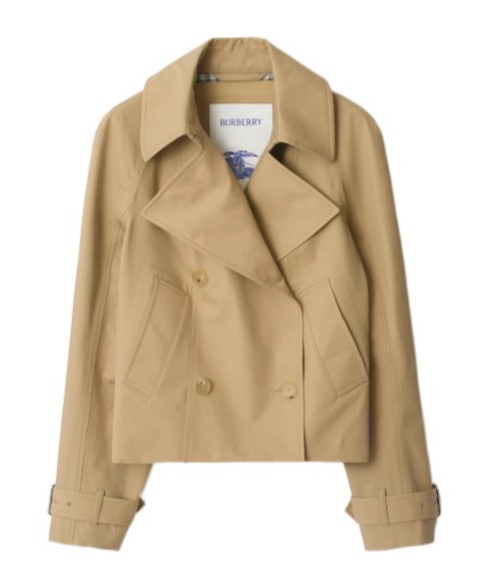 Burberry Cropped Cotton Trench Jacket In Brown