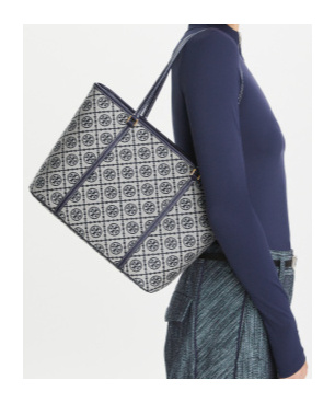 Tory Burch T Monogram Small Zip Tote In Gray