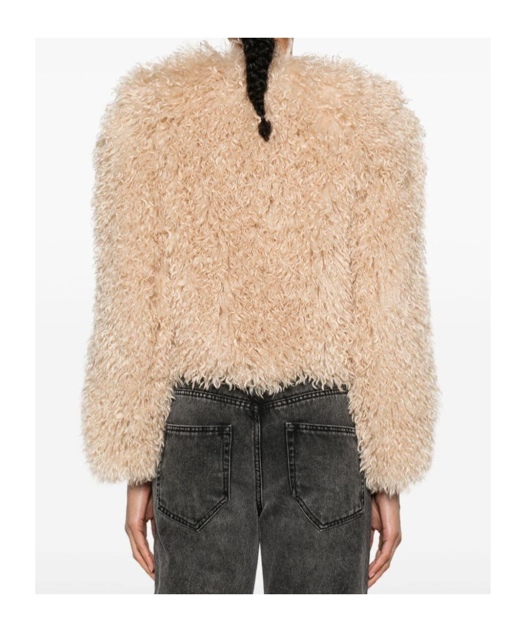 Isabel Marant Faustine Faux-shearling Cropped Jacket In Nude