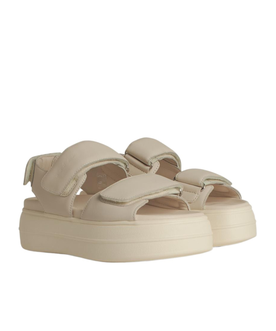 Hogan H680 Black Leather Sandals In Nude