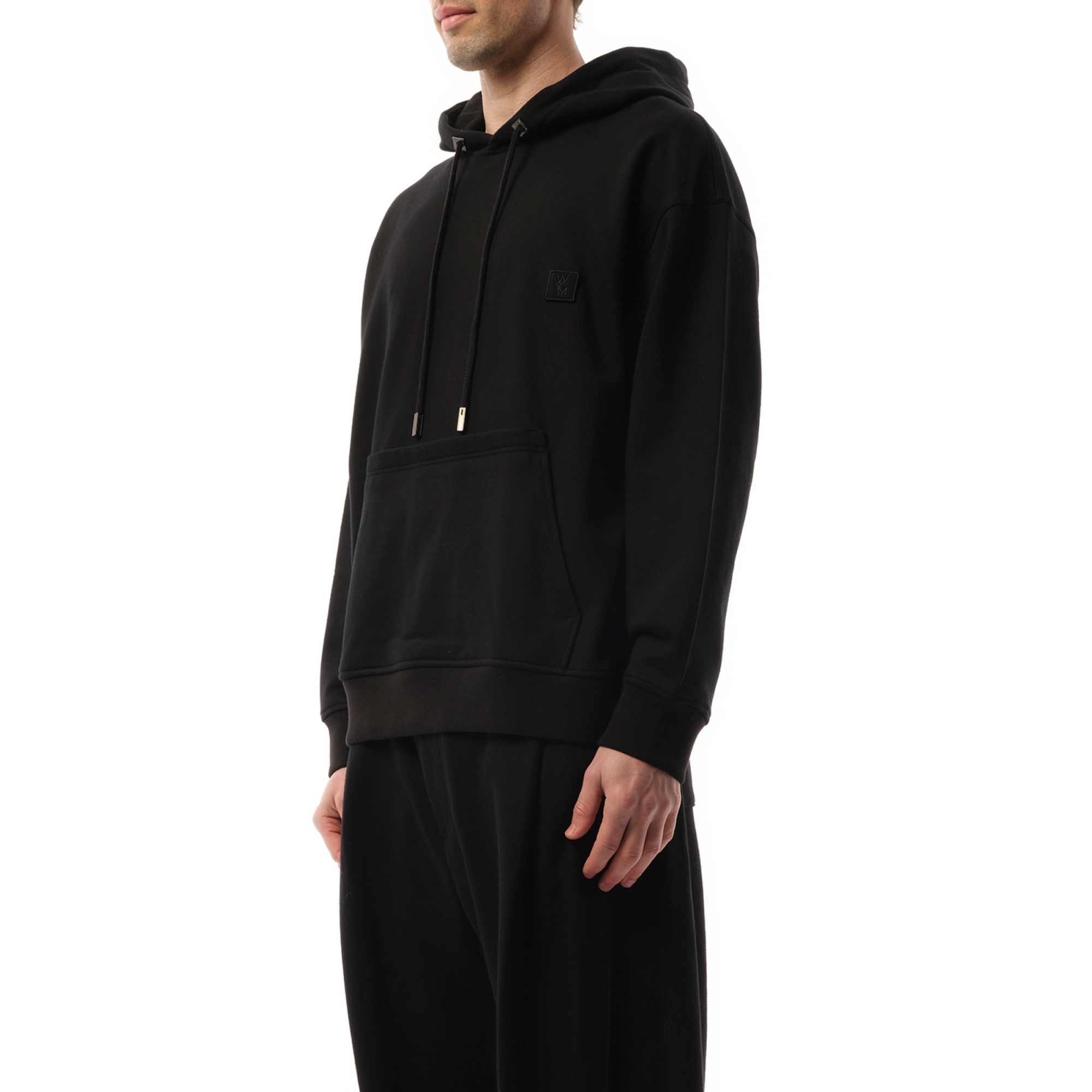 Wooyoungmi Classic Black Hoodie With Signature Logo Accents In Black