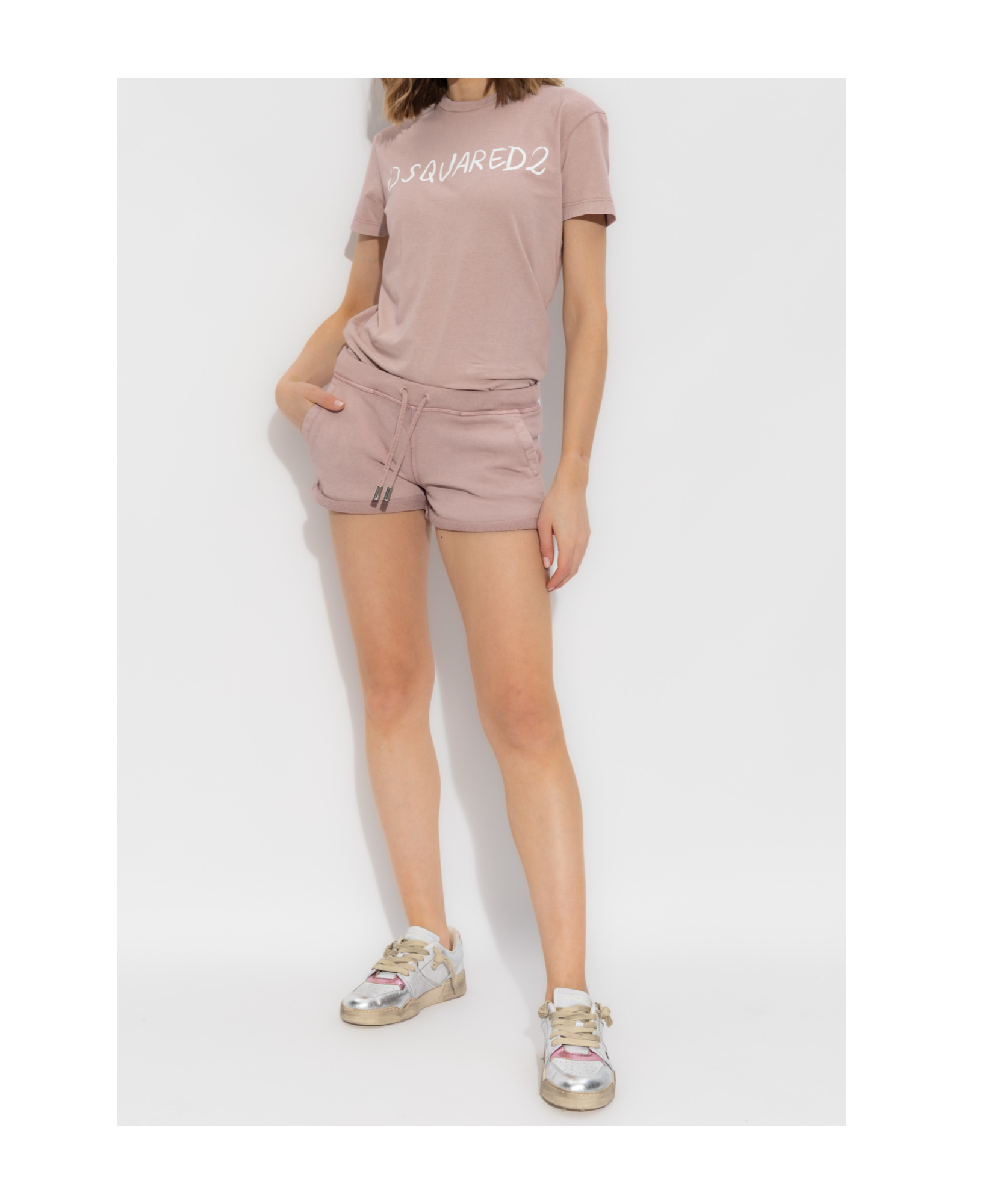 Dsquared2 Logo-print Track Shorts In Nude