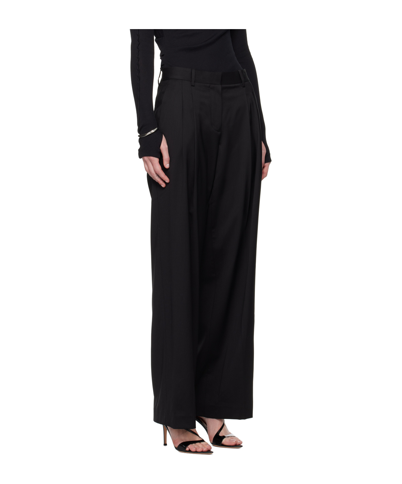 Helmut Lang Double-pleated Belt-loop Casual Pants In Black