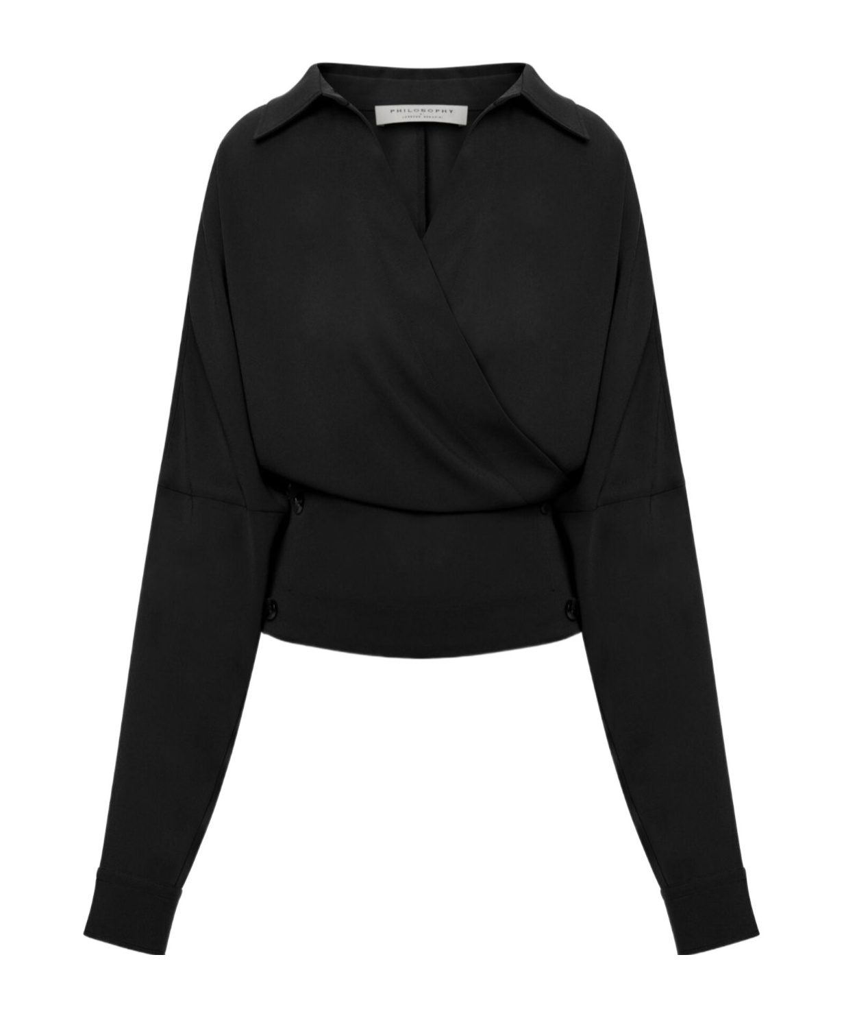 Philosophy Di Lorenzo Serafini Philosophy Di Lorenzo Serafin Draped Poplin Shirt In Black