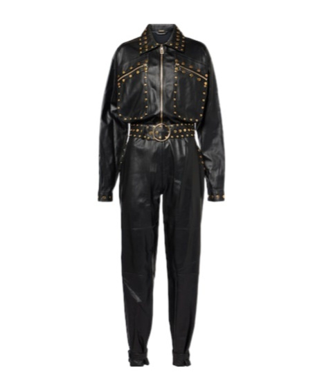 Dodo Bar Or Studded Leather Jumpsuit In Black