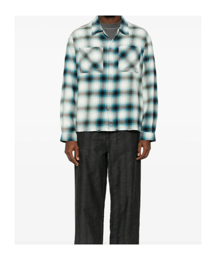 Represent Sun Bleached Cotton Flannel Button-up Shirt In Blue