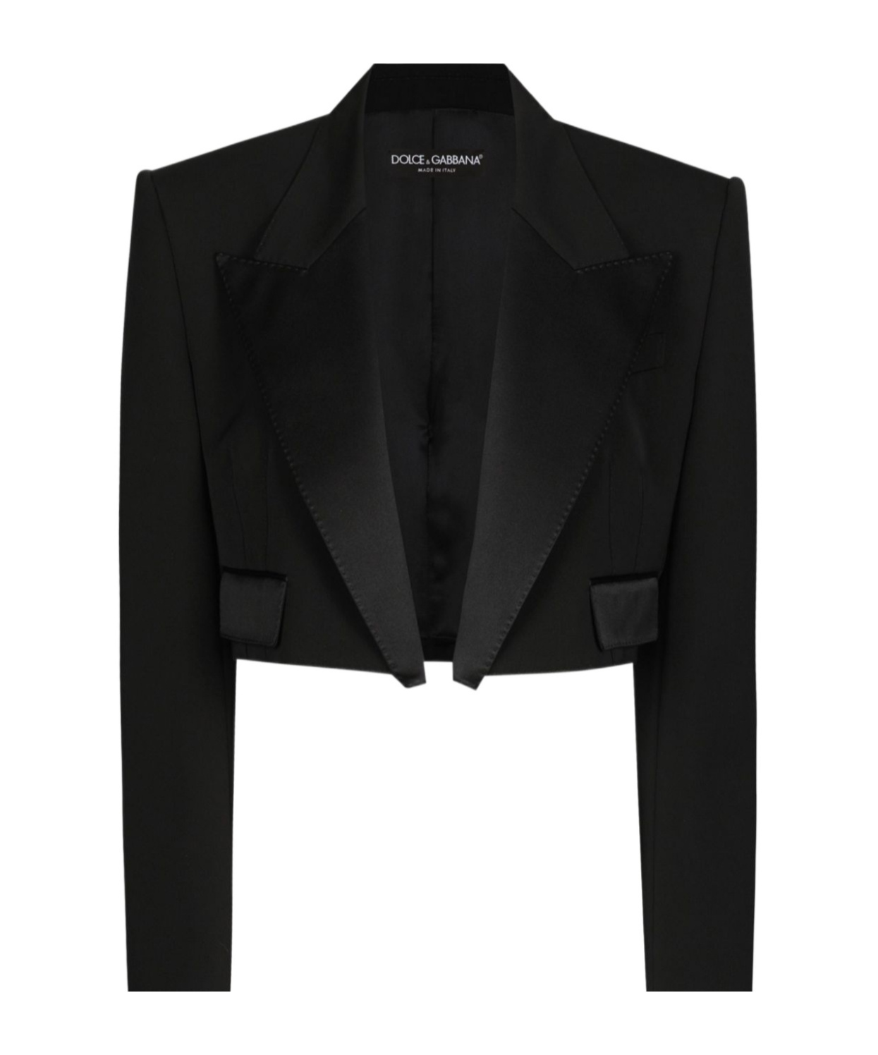 Dolce & Gabbana Wool-blend Cropped Blazer In Black