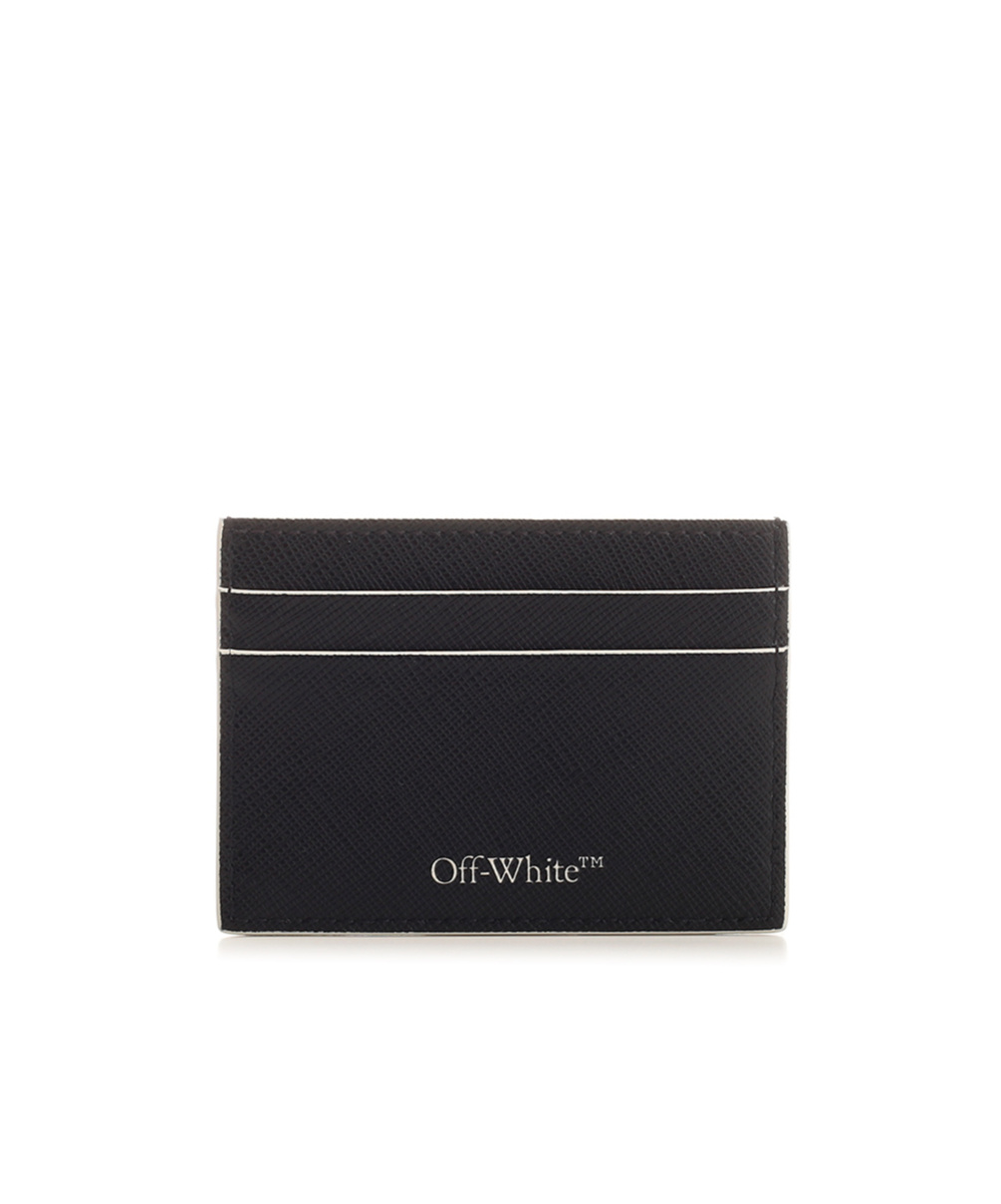 Off-white Ow-print Leather Cardholder In Black