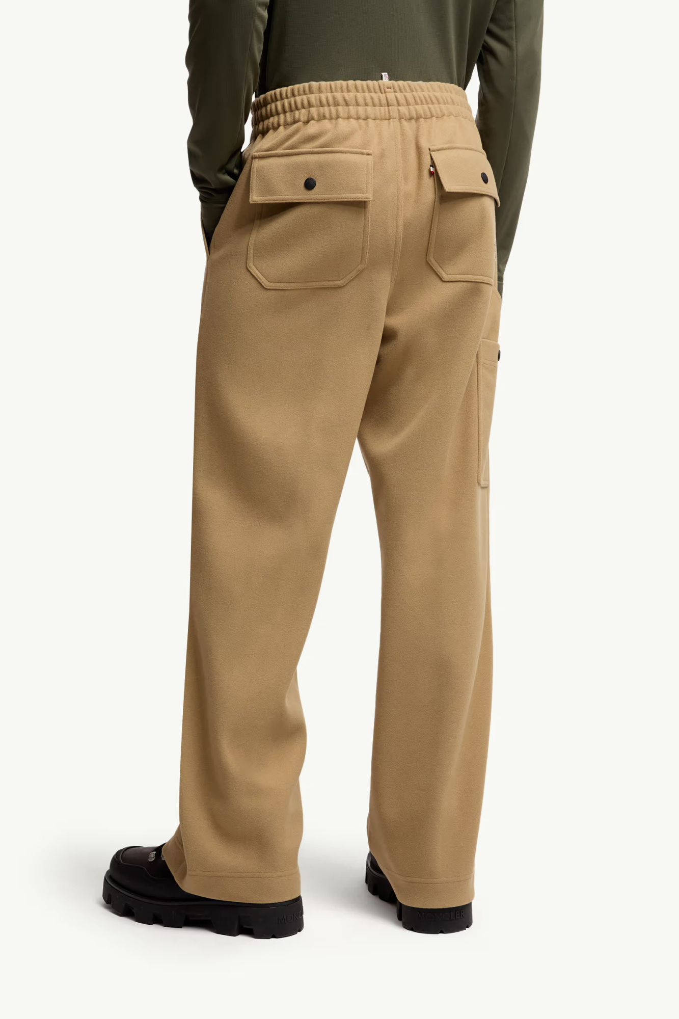 Moncler Embossed Logo Cotton Sweatpants In Neutral