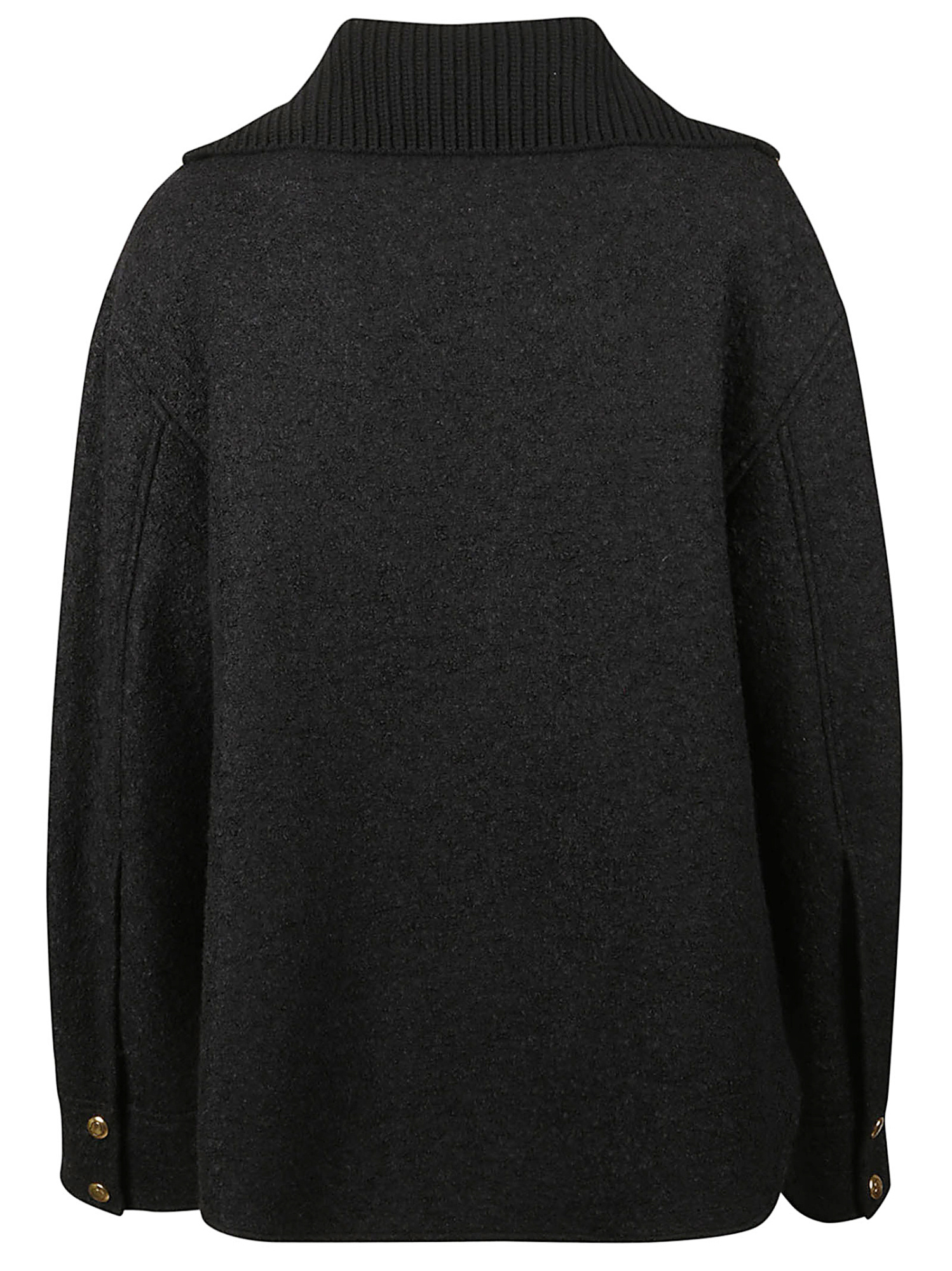 Moncler Wool Blend Zip-up Shirt Jacket In Black