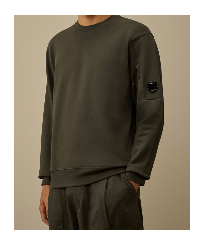 C.p. Company Lens-detail Crew-neck Sweatshirt In Green