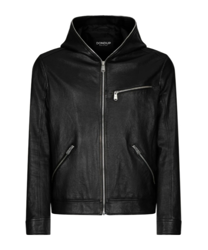 Dondup Biker Jacket With Modern Hood In Black