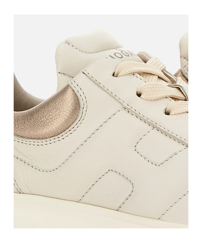 Hogan H-stripes Lace-up Leather Sneakers In White