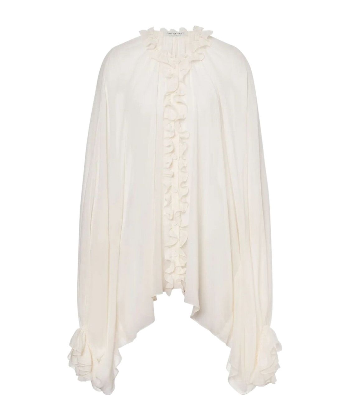 Philosophy Di Lorenzo Serafini Silk Blend Georgette Cape Shirt In White