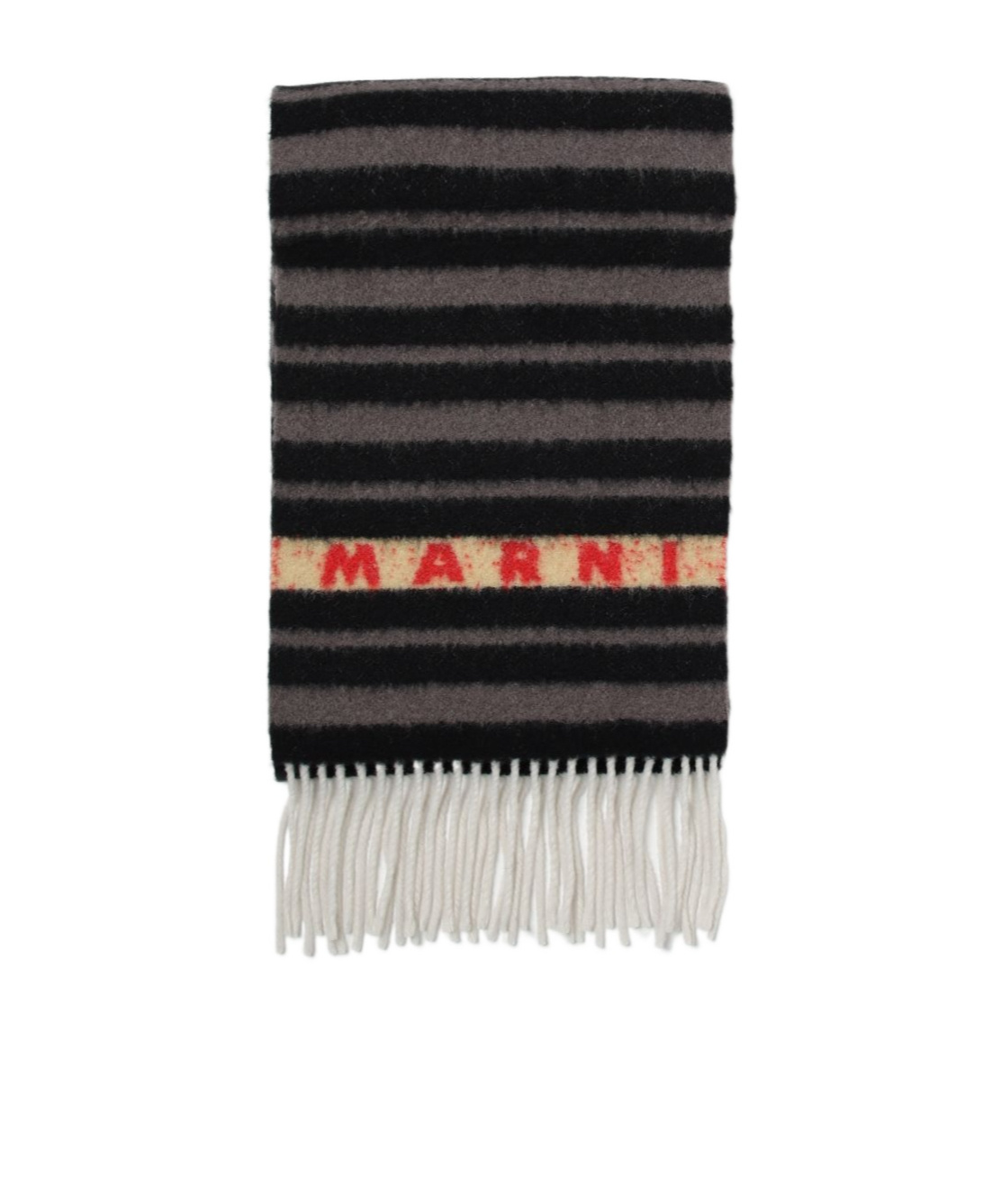 Marni Striped Wool Scarf In Black