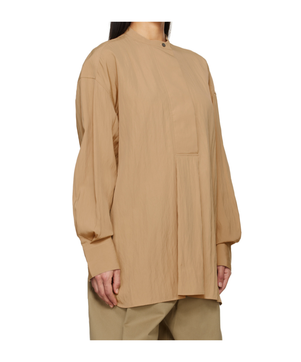 Studio Nicholson Stand-collar Long-sleeved Shirt In Nude