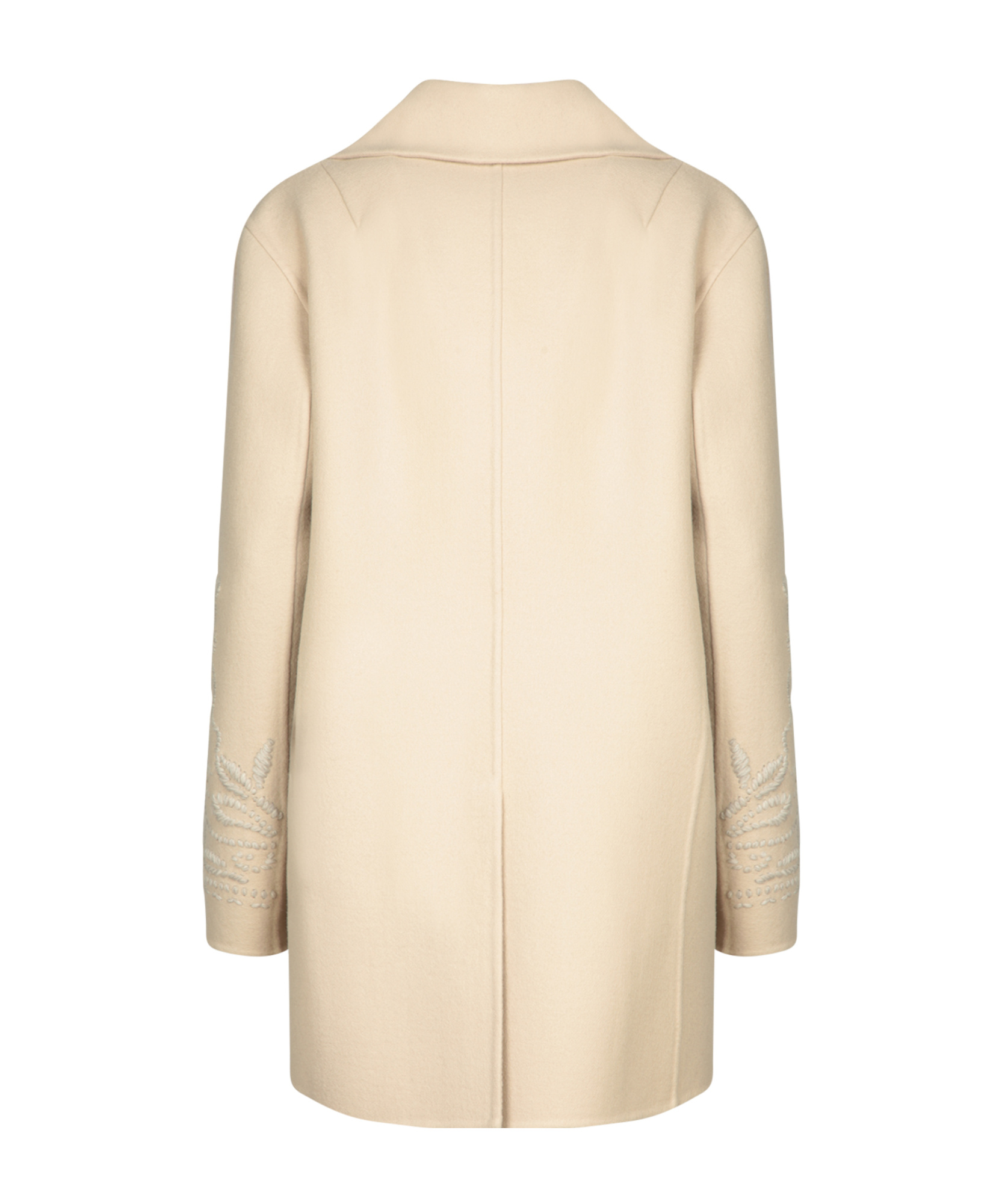 Ermanno Scervino Beige Single-breasted Embroidered Coat In Nude