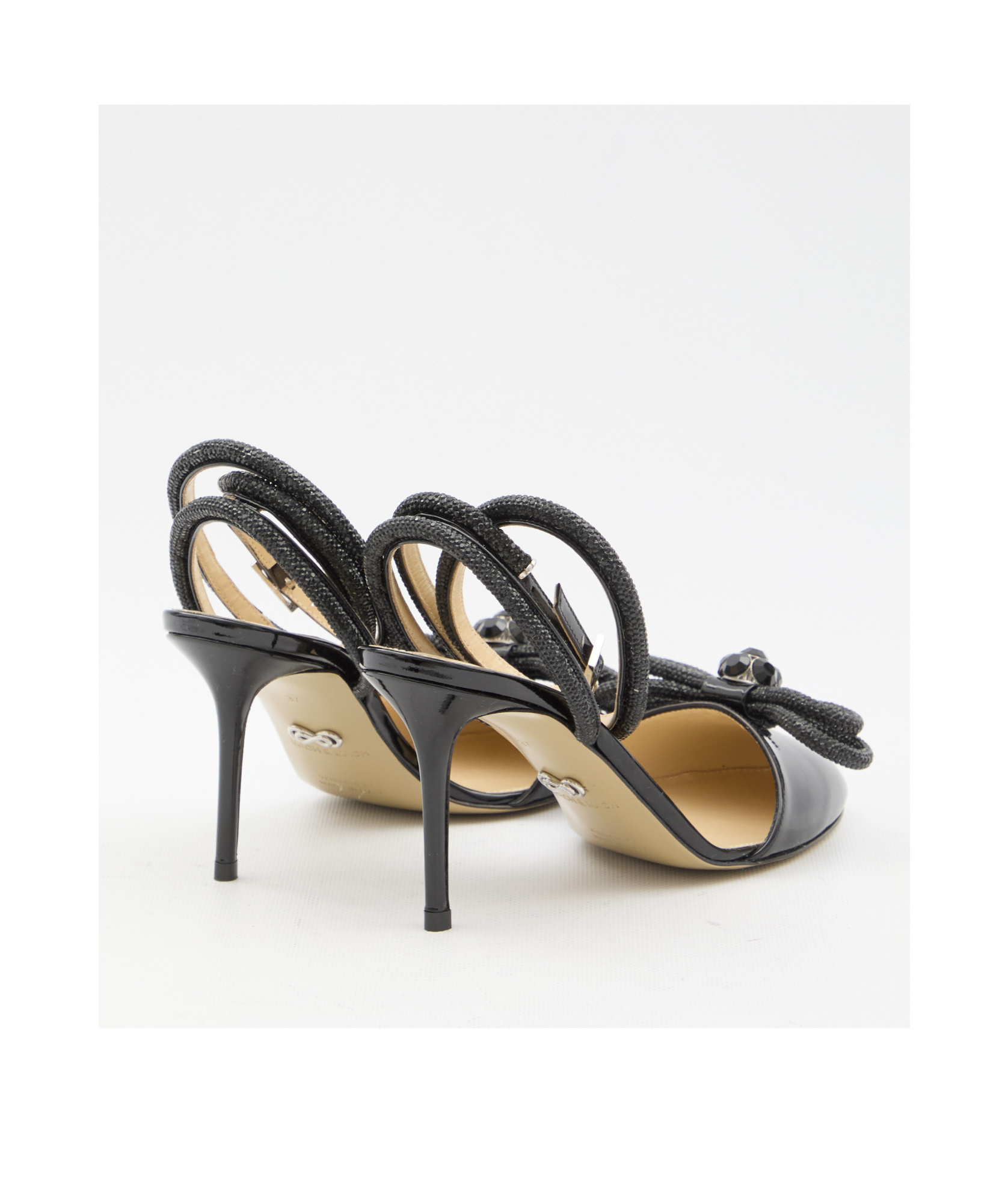 Mach&mach Double Bow Strass Ankle-strap Pumps In Black