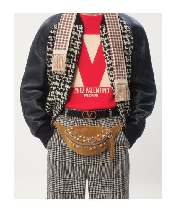 Valentino Chez-patch Tweed Bomber Jacket In Beige