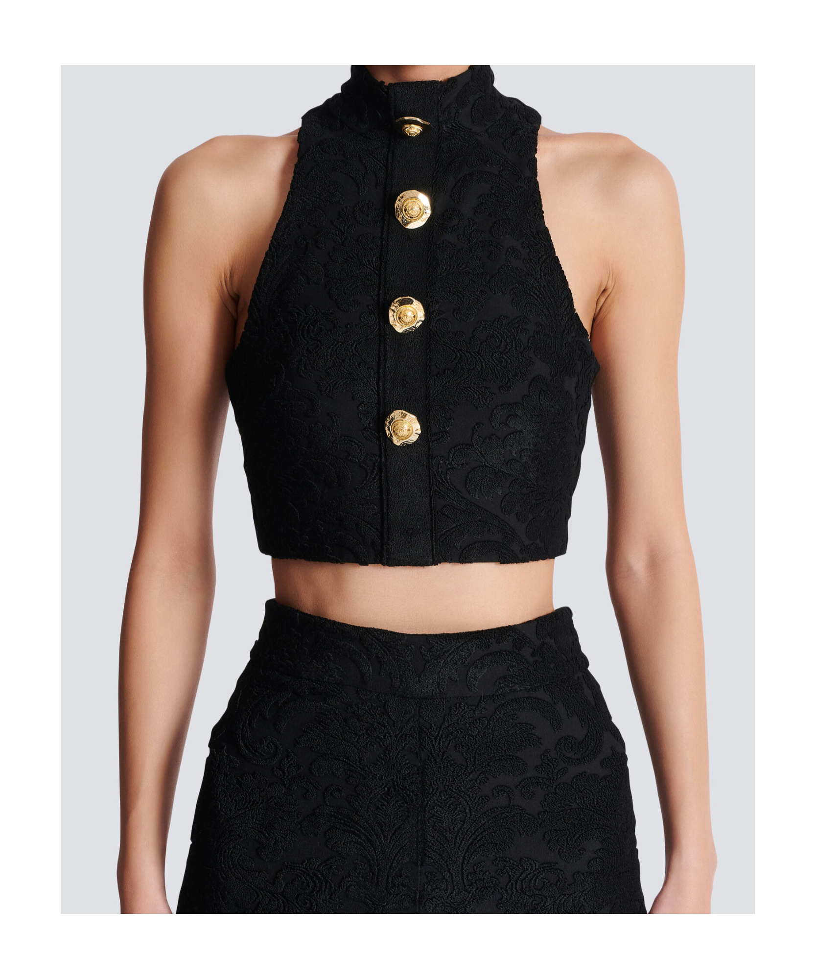 Balmain Baroque-pattern Buttoned Top