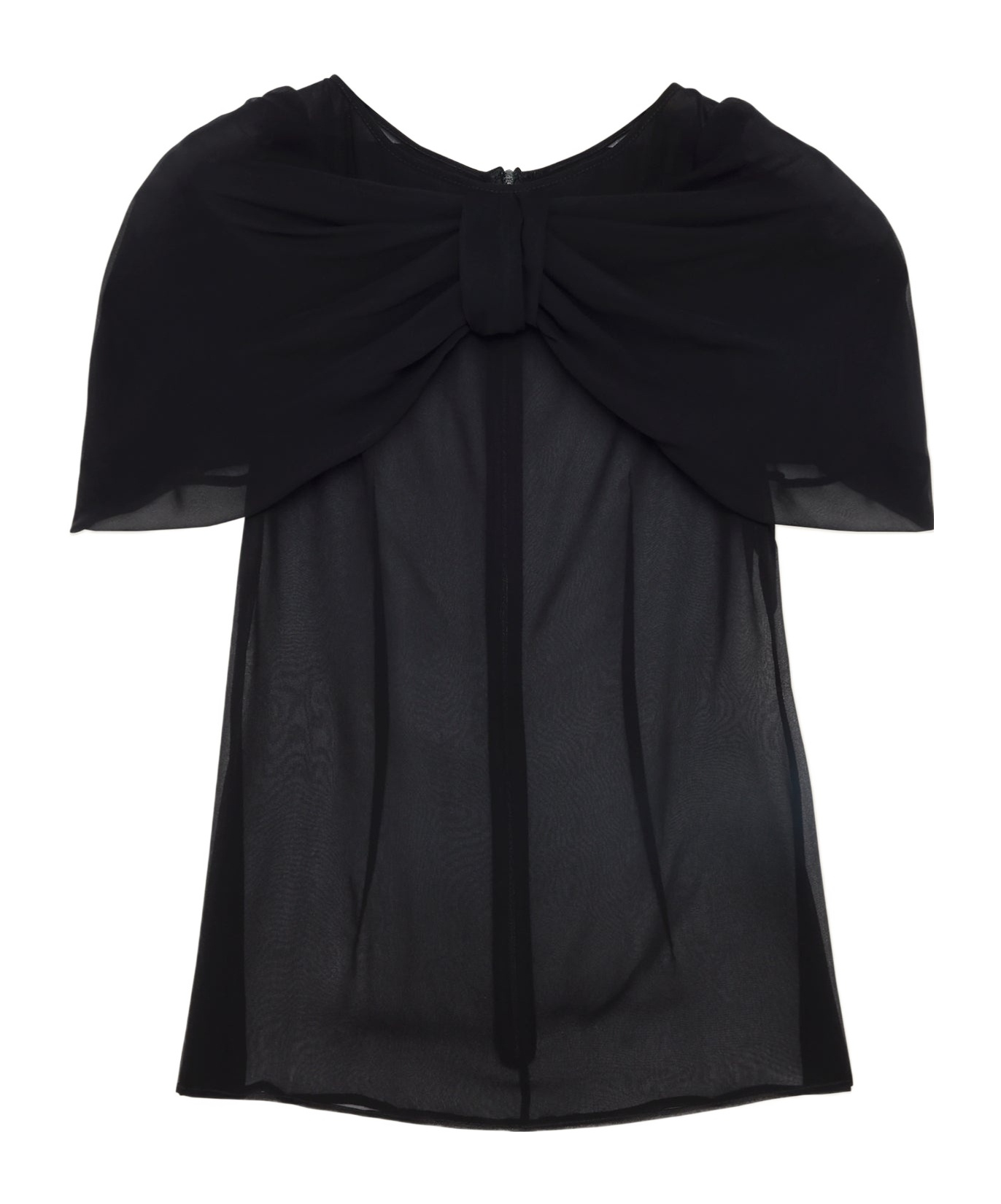 Simone Rocha Bow-detail Sheer Blouse In Black
